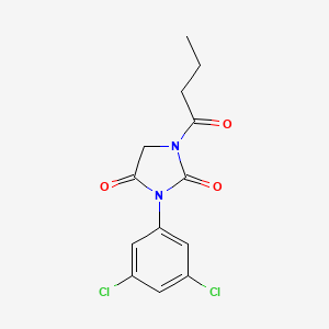 molecular formula C13H12Cl2N2O3 B12934582 2,4-Imidazolidinedione, 3-(3,5-dichlorophenyl)-1-(1-oxobutyl)- CAS No. 90815-16-0