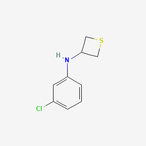 molecular formula C9H10ClNS B12934611 N-(3-Chlorophenyl)thietan-3-amine 
