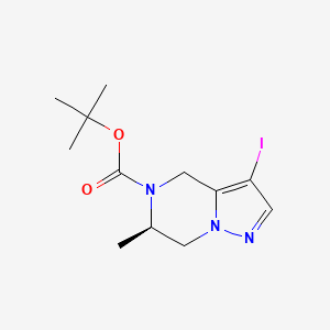 molecular formula C12H18IN3O2 B12934637 tert-Butyl (R)-3-iodo-6-methyl-6,7-dihydropyrazolo[1,5-a]pyrazine-5(4H)-carboxylate 