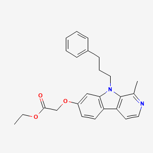 molecular formula C25H26N2O3 B12934667 Ethyl 2-((1-methyl-9-(3-phenylpropyl)-9H-pyrido[3,4-b]indol-7-yl)oxy)acetate 
