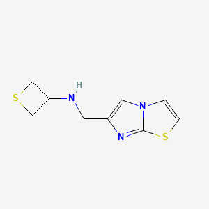 molecular formula C9H11N3S2 B12934868 N-(Imidazo[2,1-b]thiazol-6-ylmethyl)thietan-3-amine 
