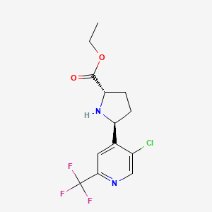 molecular formula C13H14ClF3N2O2 B12935045 ethyl (2S,5S)-5-(5-chloro-2-(trifluoromethyl)pyridin-4-yl)pyrrolidine-2-carboxylate 