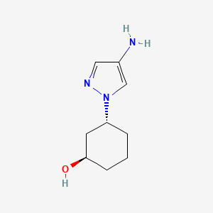 molecular formula C9H15N3O B12935115 Rel-(1R,3R)-3-(4-amino-1H-pyrazol-1-yl)cyclohexan-1-ol 