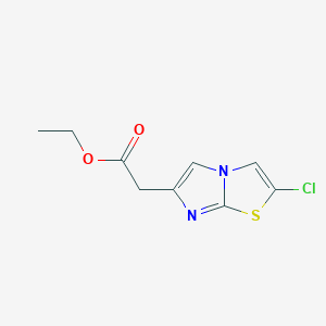 molecular formula C9H9ClN2O2S B12935121 Imidazo[2,1-b]thiazole-6-acetic acid, 2-chloro-, ethyl ester CAS No. 61984-76-7
