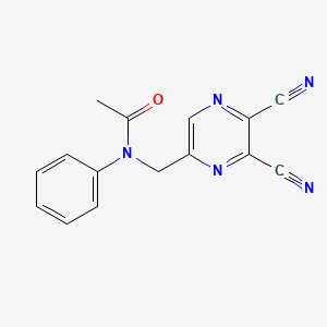 molecular formula C15H11N5O B12935228 N-((5,6-Dicyanopyrazin-2-yl)methyl)-N-phenylacetamide CAS No. 142312-10-5