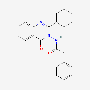 molecular formula C22H23N3O2 B12935273 Benzeneacetamide, N-(2-cyclohexyl-4-oxo-3(4H)-quinazolinyl)- CAS No. 309952-58-7