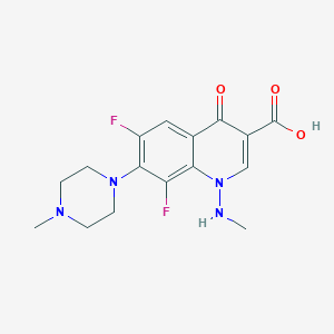 molecular formula C₁₆H₂₀F₂N₄O₇S B129353 6,8-Difluoro-1-(methylamino)-7-(4-methylpiperazin-1-yl)-4-oxo-1,4-dihydroquinoline-3-carboxylic acid CAS No. 100276-37-7