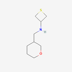 molecular formula C9H17NOS B12935335 N-((Tetrahydro-2H-pyran-3-yl)methyl)thietan-3-amine 