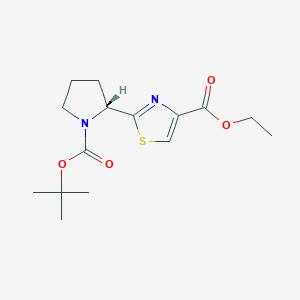 molecular formula C15H22N2O4S B12935362 Ethyl (R)-2-(1-(tert-butoxycarbonyl)pyrrolidin-2-yl)thiazole-4-carboxylate 