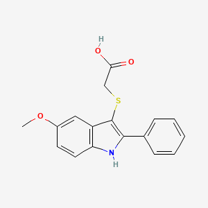 molecular formula C17H15NO3S B12935368 Acetic acid, [(5-methoxy-2-phenyl-1H-indol-3-yl)thio]- CAS No. 54466-91-0