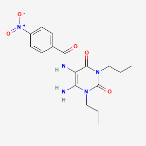 molecular formula C17H21N5O5 B12935419 N-(6-Amino-2,4-dioxo-1,3-dipropyl-1,2,3,4-tetrahydropyrimidin-5-yl)-4-nitrobenzamide CAS No. 249929-78-0