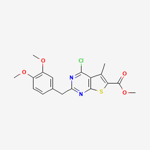 molecular formula C18H17ClN2O4S B12935478 Methyl 4-chloro-2-(3,4-dimethoxybenzyl)-5-methylthieno[2,3-d]pyrimidine-6-carboxylate 