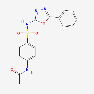 molecular formula C16H14N4O4S B12935568 N-{4-[(5-Phenyl-1,3,4-oxadiazol-2-yl)sulfamoyl]phenyl}acetamide CAS No. 63776-59-0