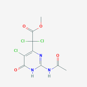 molecular formula C9H8Cl3N3O4 B12935624 Methyl (2-acetamido-5-chloro-6-oxo-3,6-dihydropyrimidin-4-yl)(dichloro)acetate CAS No. 22794-63-4