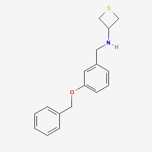 molecular formula C17H19NOS B12935686 N-(3-(Benzyloxy)benzyl)thietan-3-amine 