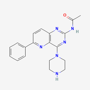 molecular formula C19H20N6O B12935702 N-(6-Phenyl-4-(piperazin-1-yl)pyrido[3,2-d]pyrimidin-2-yl)acetamide CAS No. 917757-36-9