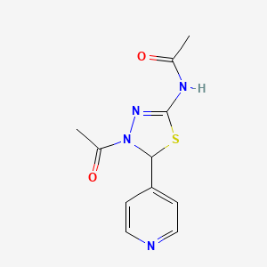 molecular formula C11H12N4O2S B12935749 N-(4-Acetyl-5-(pyridin-4-yl)-4,5-dihydro-1,3,4-thiadiazol-2-yl)acetamide CAS No. 62236-04-8