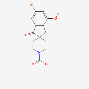 molecular formula C19H24BrNO4 B12935795 tert-Butyl 6-bromo-4-methoxy-1-oxo-1,3-dihydrospiro[indene-2,4'-piperidine]-1'-carboxylate 