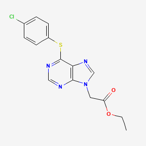 molecular formula C15H13ClN4O2S B12935800 Ethyl 2-[6-(4-chlorophenyl)sulfanylpurin-9-yl]acetate CAS No. 646509-72-0