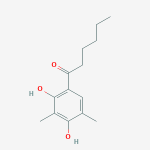 molecular formula C14H20O3 B12935855 1-(2,4-Dihydroxy-3,5-dimethylphenyl)hexan-1-one CAS No. 88924-67-8