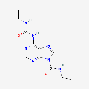 molecular formula C11H15N7O2 B12935864 N-ethyl-6-(3-ethylureido)-9H-purine-9-carboxamide CAS No. 89814-74-4