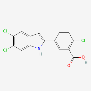 molecular formula C15H8Cl3NO2 B12936095 2-chloro-5-(5,6-dichloro-1H-indol-2-yl)benzoic Acid CAS No. 835595-01-2
