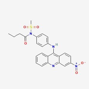 molecular formula C24H22N4O5S B12936139 N-(Methanesulfonyl)-N-{4-[(3-nitroacridin-9-yl)amino]phenyl}butanamide CAS No. 61068-06-2