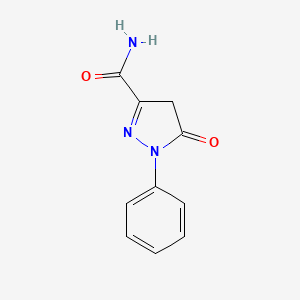 molecular formula C10H9N3O2 B1293619 1H-Pyrazole-3-carboxamide, 4,5-dihydro-5-oxo-1-phenyl- CAS No. 6401-98-5