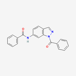molecular formula C21H15N3O2 B12936235 Benzamide, N-(1-benzoyl-1H-indazol-6-yl)- CAS No. 110327-55-4