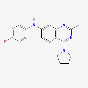 molecular formula C19H19FN4 B12936242 N-(4-Fluorophenyl)-2-methyl-4-(pyrrolidin-1-yl)quinazolin-7-amine CAS No. 646450-85-3