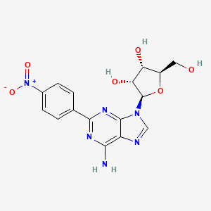 molecular formula C16H16N6O6 B12936347 Adenosine, 2-(4-nitrophenyl)- CAS No. 37151-16-9