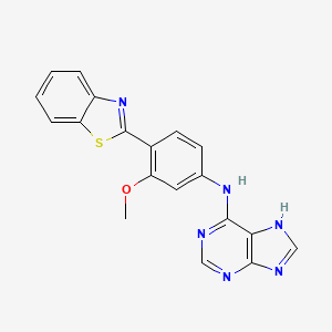 molecular formula C19H14N6OS B12936392 N-(4-(benzo[d]thiazol-2-yl)-3-methoxyphenyl)-9H-purin-6-amine CAS No. 920519-76-2