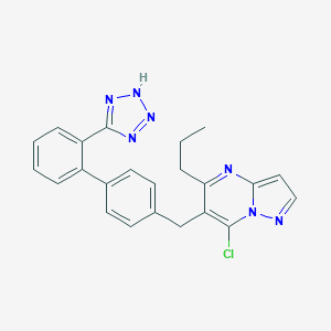 molecular formula C23H20ClN7 B129369 Pyrazolo(1,5-a)pyrimidine, 7-chloro-5-propyl-6-((2'-(1H-tetrazol-5-yl)(1,1'-biphenyl)-4-yl)methyl)- CAS No. 151327-07-0