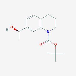 molecular formula C16H23NO3 B12936920 tert-Butyl (R)-7-(1-hydroxyethyl)-3,4-dihydroquinoline-1(2H)-carboxylate 