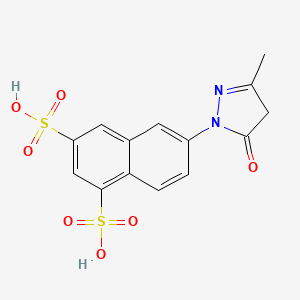 molecular formula C14H12N2O7S2 B1293693 1,3-Naphthalenedisulfonic acid, 6-(4,5-dihydro-3-methyl-5-oxo-1H-pyrazol-1-yl)- CAS No. 7277-87-4