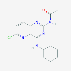molecular formula C15H18ClN5O B12936976 N-(6-Chloro-4-(cyclohexylamino)pyrido[3,2-d]pyrimidin-2-yl)acetamide CAS No. 917757-85-8