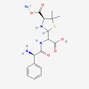 molecular formula C16H20N3NaO5S B12936989 Sodium (4S)-2-(((R)-2-amino-2-phenylacetamido)(carboxy)methyl)-5,5-dimethylthiazolidine-4-carboxylate 