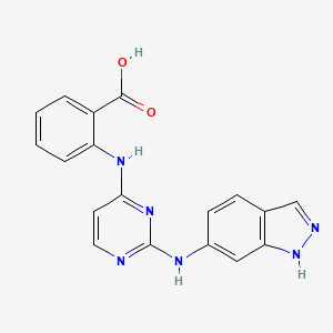 molecular formula C18H14N6O2 B12936994 2-((2-((1H-Indazol-6-yl)amino)pyrimidin-4-yl)amino)benzoic acid CAS No. 929007-69-2