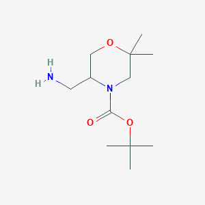 molecular formula C12H24N2O3 B12936998 tert-Butyl 5-(aminomethyl)-2,2-dimethylmorpholine-4-carboxylate 