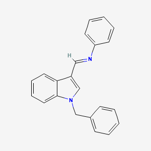molecular formula C22H18N2 B12937031 N-((1-Benzyl-1H-indol-3-yl)methylene)aniline CAS No. 70772-79-1