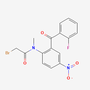 molecular formula C16H12BrFN2O4 B12937063 2-Bromo-N-(2-(2-fluorobenzoyl)-4-nitrophenyl)-N-methylacetamide CAS No. 70931-08-7