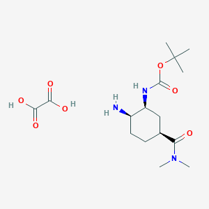 molecular formula C16H29N3O7 B12937107 tert-Butyl ((1S,2R,5S)-2-amino-5-(dimethylcarbamoyl)cyclohexyl)carbamate oxalate 
