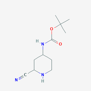 molecular formula C11H19N3O2 B12937129 tert-Butyl (2-cyanopiperidin-4-yl)carbamate 
