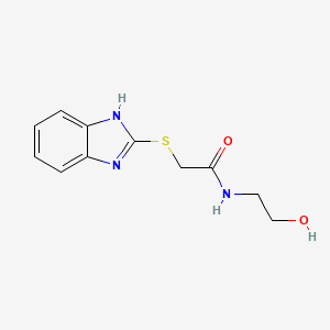molecular formula C11H13N3O2S B12937179 Acetamide, 2-(1H-benzimidazol-2-ylthio)-N-(2-hydroxyethyl)- CAS No. 88819-55-0