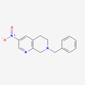 molecular formula C15H15N3O2 B12937236 7-Benzyl-3-nitro-5,6,7,8-tetrahydro-1,7-naphthyridine 