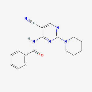 molecular formula C17H17N5O B12937241 N-(5-Cyano-2-(piperidin-1-yl)pyrimidin-4-yl)benzamide CAS No. 918662-90-5
