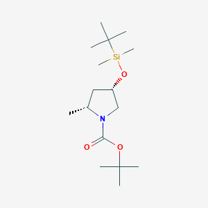 molecular formula C16H33NO3Si B12937249 tert-Butyl (2R,4S)-4-((tert-butyldimethylsilyl)oxy)-2-methylpyrrolidine-1-carboxylate 