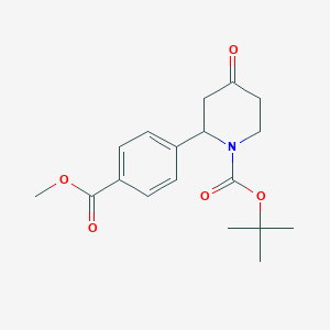 molecular formula C18H23NO5 B12937292 tert-Butyl 2-(4-(methoxycarbonyl)phenyl)-4-oxopiperidine-1-carboxylate 