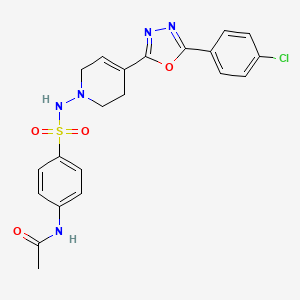 molecular formula C21H20ClN5O4S B12937336 Acetamide, N-(4-(((4-(5-(4-chlorophenyl)-1,3,4-oxadiazol-2-yl)-3,6-dihydro-1(2H)-pyridinyl)amino)sulfonyl)phenyl)- CAS No. 160857-64-7