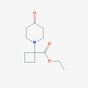 molecular formula C12H19NO3 B12937347 Ethyl 1-(4-oxopiperidin-1-yl)cyclobutane-1-carboxylate 